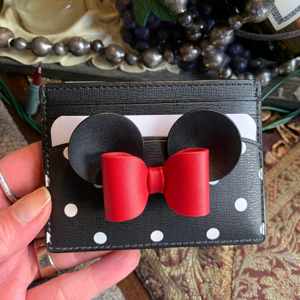 RARE🔥Authentic KATE SPADE Saffiano leather Minnie Mouse Disney card case - Picture 2 of 8